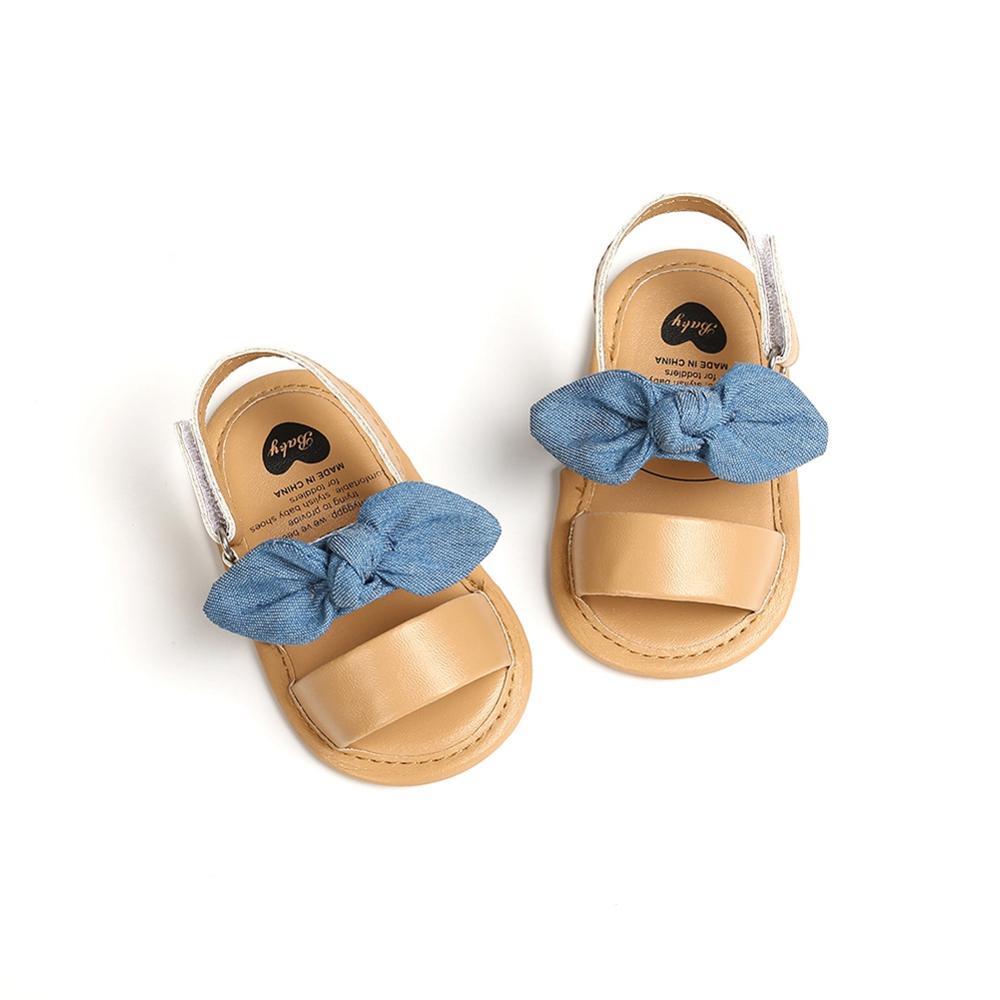 Summer Baby Girls Bow First Walkers Soft Bottom Sandals: L / L 12-18