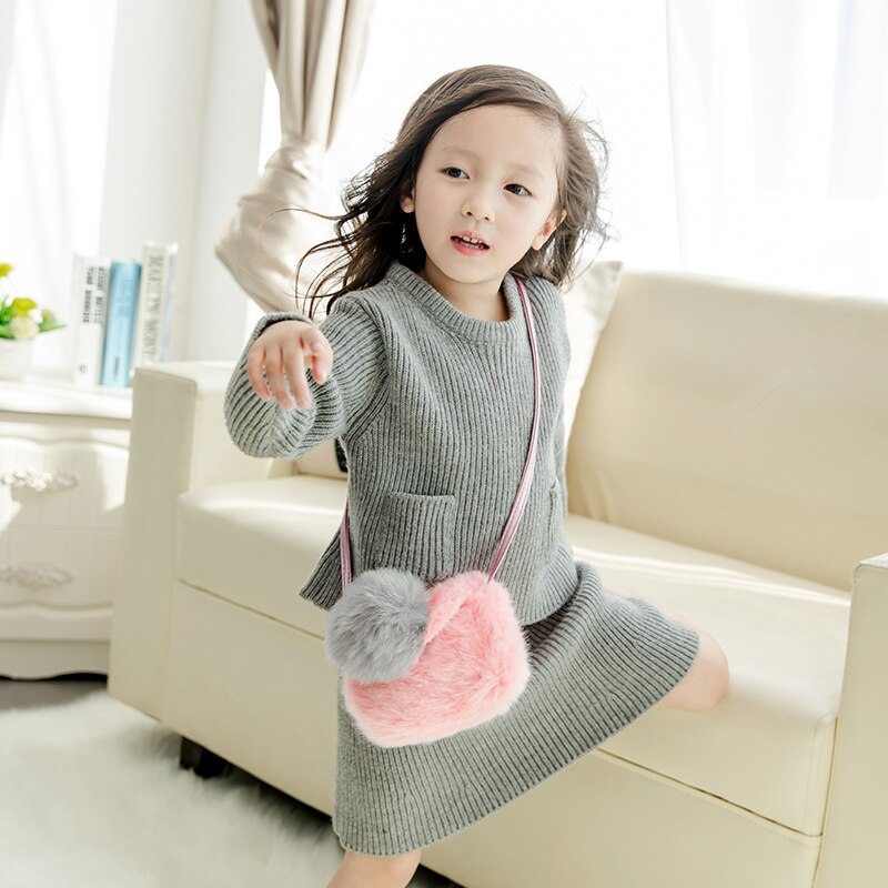 Faux Fur Coin Purse Wallet Mmini Shoulder Crossbody Bag Small Pouch Carteira Bolsa Feminina for Kindergarten Baby Girls