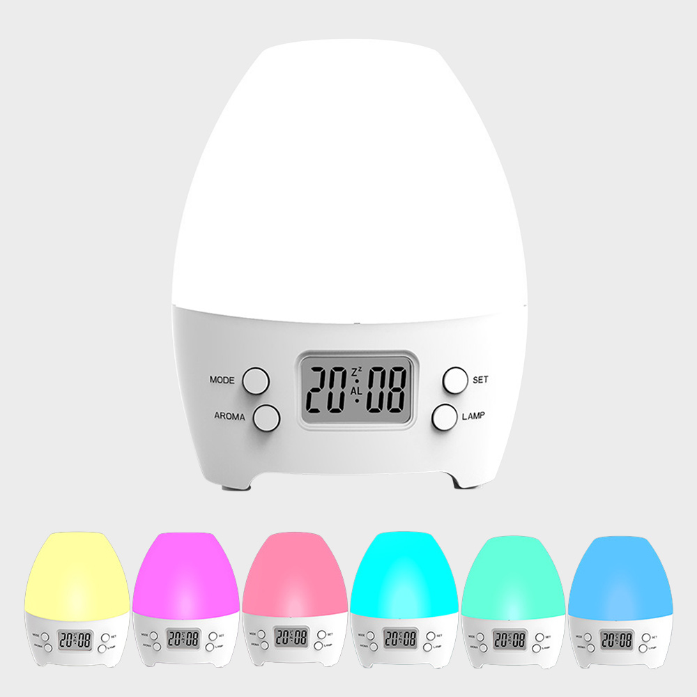 Nuova sveglia 3 in 1 diffusore di aromaterapia luce notturna colorata con schermo LCD per sala studio camera da letto per bambini