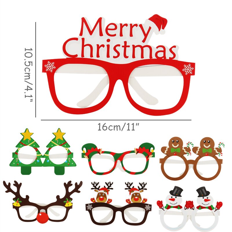 Gafas navideñas con marco de Papá Noel y muñeco de nieve para niños, decoración navideña, 9 Uds.,