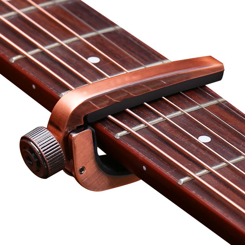 Guitar Capos Electric Acoustic Guitar Capo Bass Violin Ukulele Capotraste Single-handed Tune Clamp Trigger - 3 Colors Metal Capo: Coppery