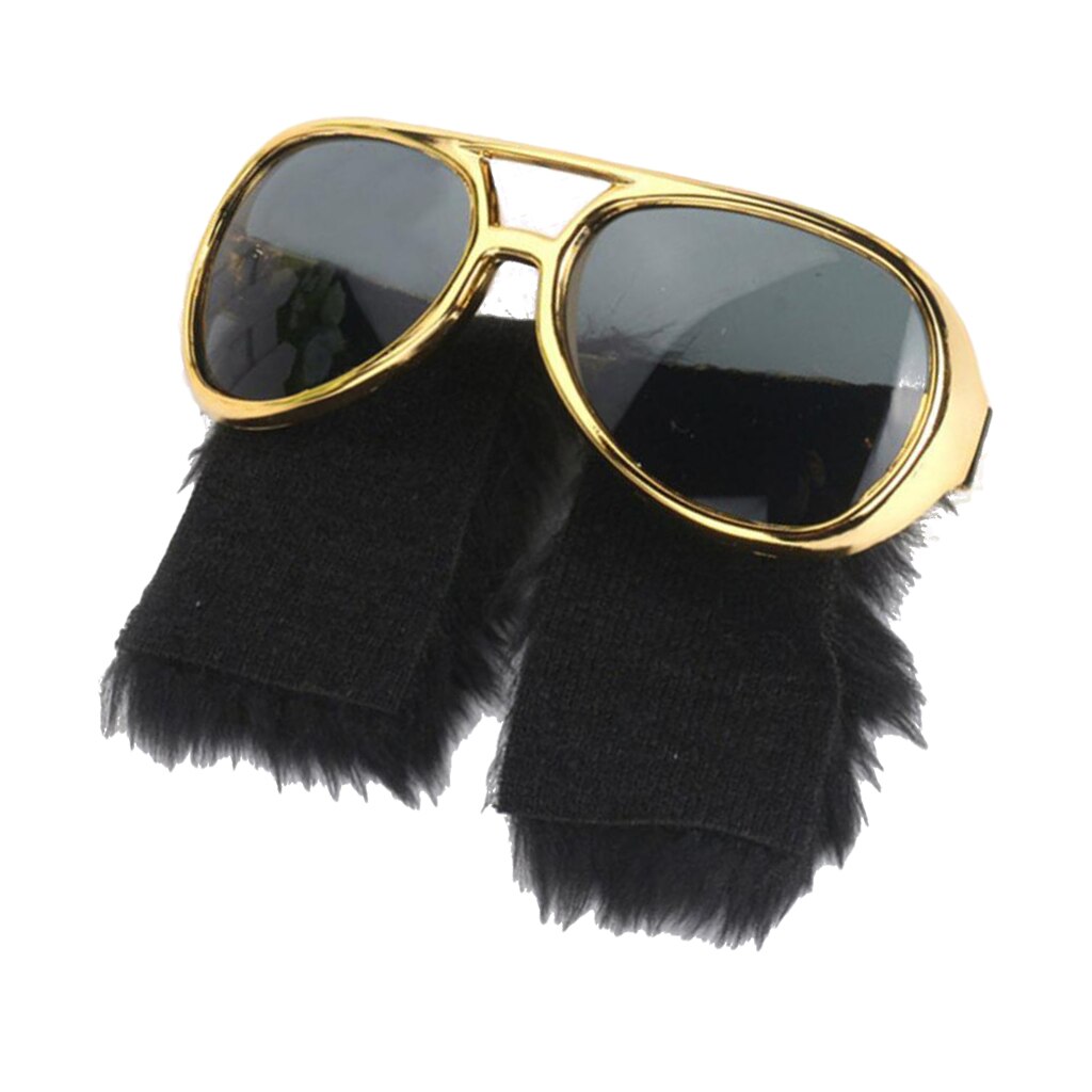 Lunettes de soleil dorées pour la barbe 70s, accessoires pour Costume Disco, fantaisie