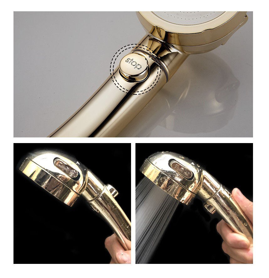 Goud Huishouden Badkamer Sprinkler 3 In 1 Hoge Druk Douchekop Huishouden Douche Drie-Speed Hydrofoor Douche Hand