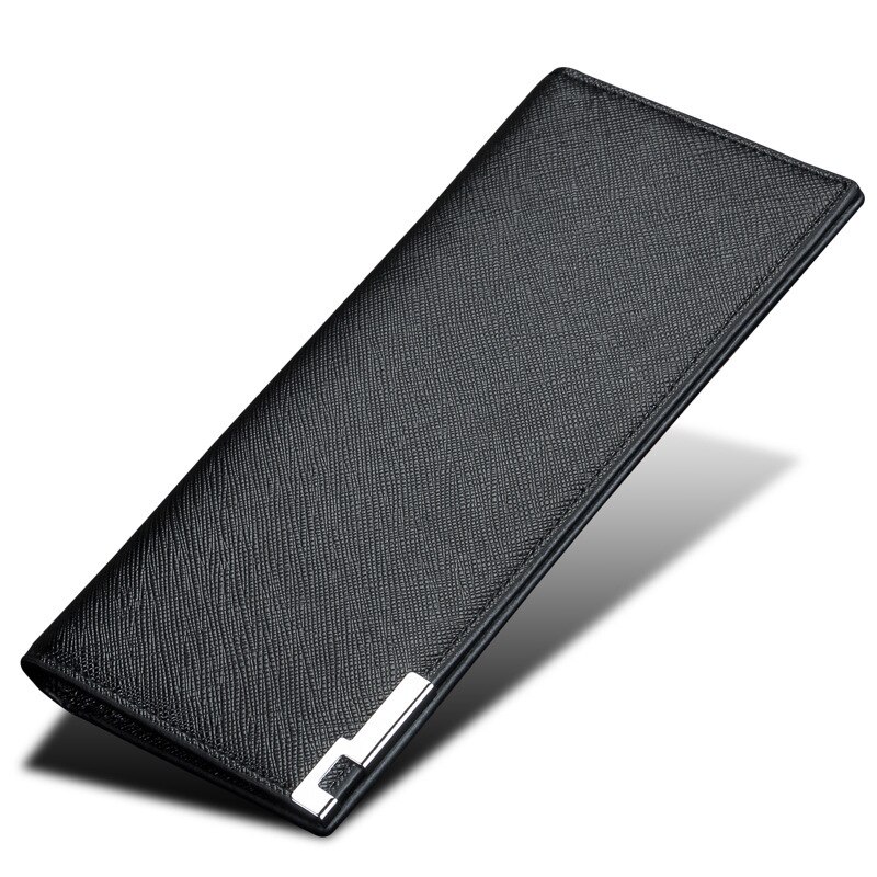 Style Male Long And Super Thin Wallet Soft PU Leather Leisure Or Business Style Purse Mens Desginer Clutch Pocket: Iron Horn Black