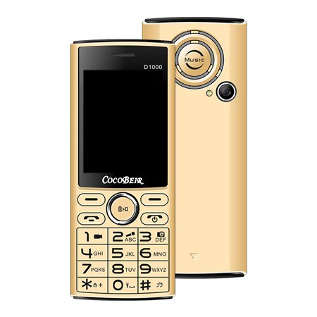 Powerbank 4300 mah mobiele telefoon 2.4 inch dual sim mobiele telefoon snelkeuze mobiele zaklamp  mp3 fm radio  d1000 russische taal: Geen doos / Goud