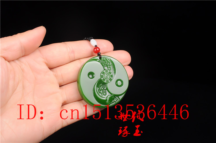 Chinese Groene Jade Taiji Bagua Hanger Ketting Charm Sieraden Mode Accessoires Hand-Gesneden Man Vrouw Luck Amulet