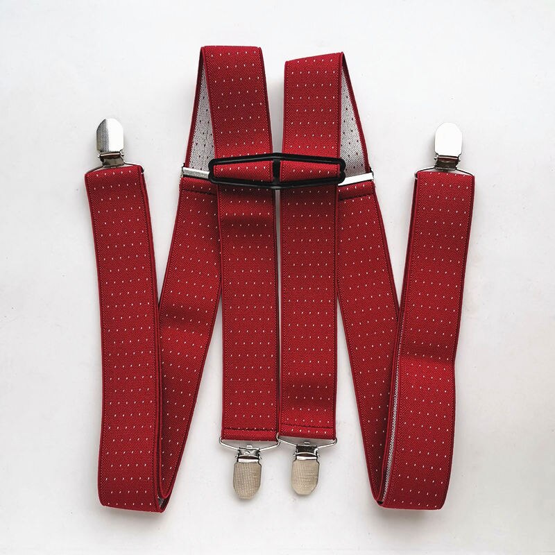 Producto suspensor de puntos en forma de H para hombres y mujeres, tirantes de 3 tamaños para boda, conjunto de camisa, tirante rojo Jujube BD066
