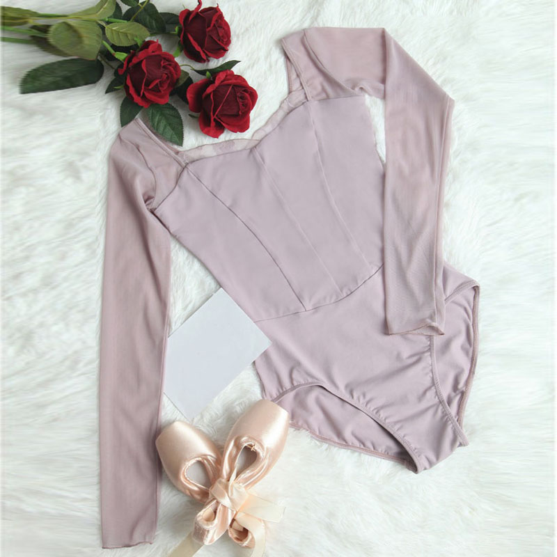 Ballet dance leotard gymnastic costume for Lace Collar Waist length sleeves Bodysuit Gymnastics Performance Adult Yoga Costu: S / Tangerine