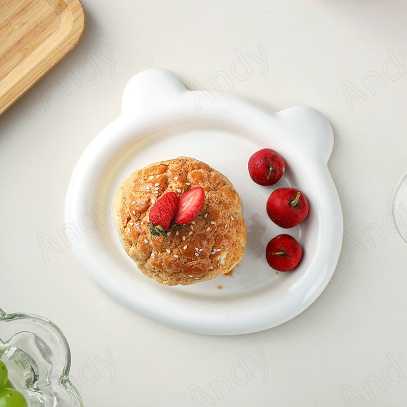 Plateau en céramique moderne mignon ours blanc Restaurant occidental assiette à Dessert chambre à coucher bureau bijoux organisateurs plateaux décoration de la maison
