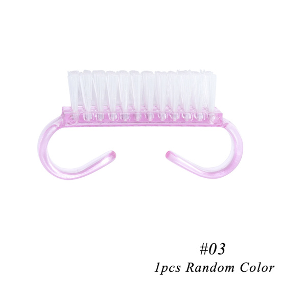 Cepillo de plástico para manicura y pedicura, Herramientas de limpieza de uñas, suave, elimina el polvo, brochas de maquillaje, accesorios para el cuidado de las uñas, Color aleatorio TR095, 1 ud.: 03