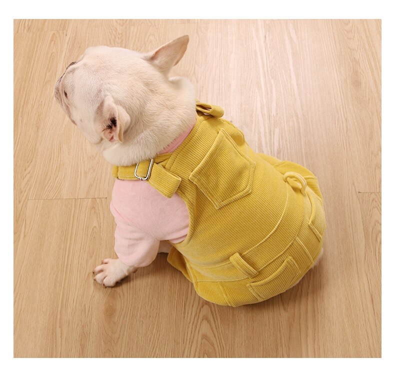 Französisch Bulldogge Overall Haustier Hund 4 beine Warme Kleidung Für Kleine Mittel Welpen Hunde Kleidung Schnauzer LAC02: Gelb / XL
