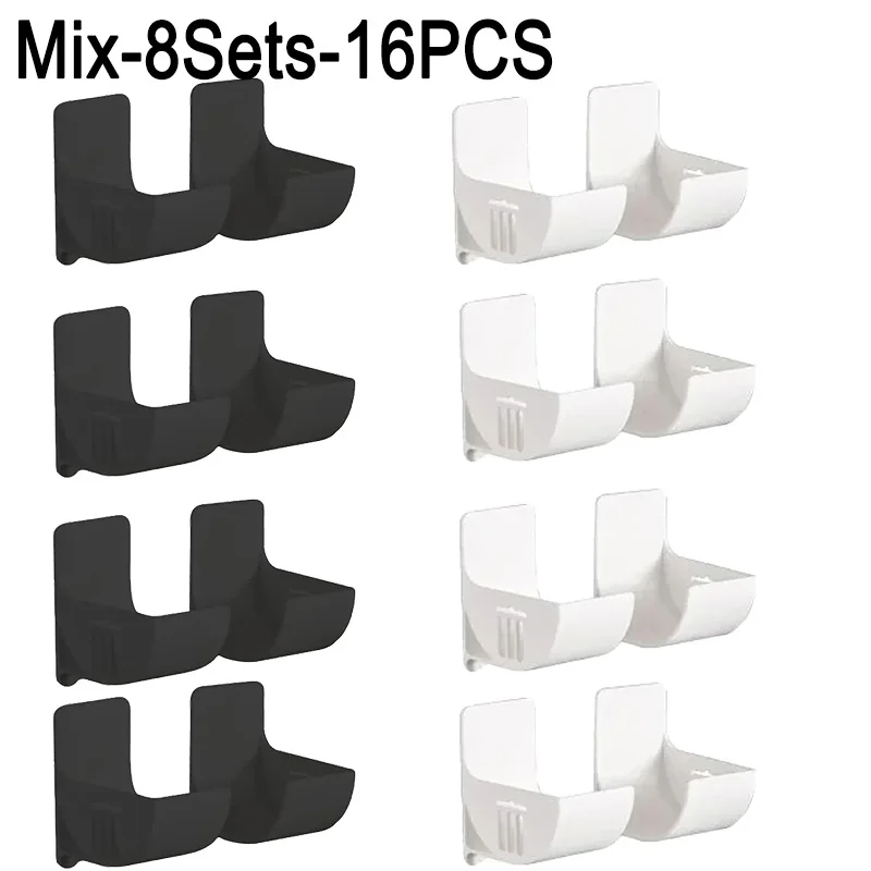 16PCSWall Mounted Non-Punch Storage Tray Kitchen Shelf Plastic Wrap Garbage Bag Refrigerator Side Bathroom Bedroom Storage Shelf: Clear