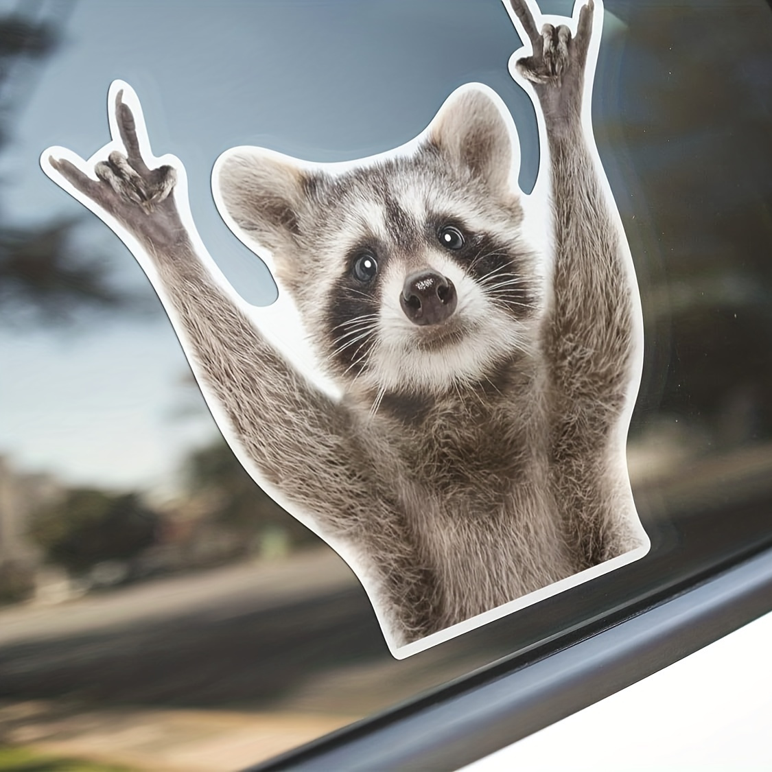 Schwingende Waschbär-Aufkleber, lustiger Waschbär, niedliche Autoaufkleber, 5,5 Zoll Aufkleber, Auto, Laptop, Stoßstangenaufkleber