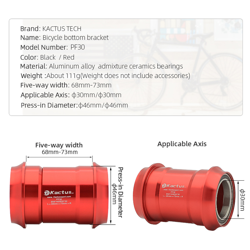 Ktus – support de pédalier à pression PF30, adaptateur de vélo, mouvement Central pour SRAM Rival 22, Force22, S900, S952, BB30, Rotor 3D, pédalier