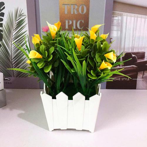 Kunstig potteblomst callalily potteplanter bonsai diy hjem stue kontorindretning havebord dekoration lotus planteindretning: Gul