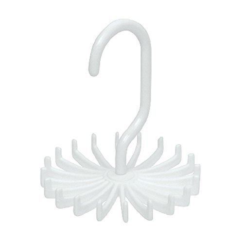 Tie Rack For 20 pcs Display frame for Necktie Belt Silk scarf 360 Degree Rotatation Twirling Hanger Holder Hook Closet Organizer: white
