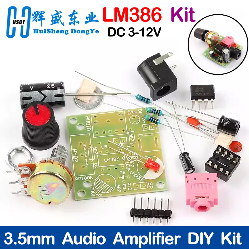 LM386 Mini amplificador de Audio DIY Kit 3,5mm 3V-12V amplificador de potencia Suite Trousse Amplificador módulo placa más allá TDA2030
