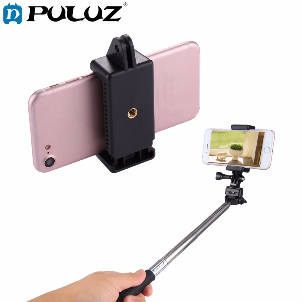 PULUZ Selfie Sticks Tripod Mount Adapter Phone Clamp for GoPro HERO5 Session /5 /4 Session /4 /3+ /3 /2 /1, Xiaoyi Sport Camera