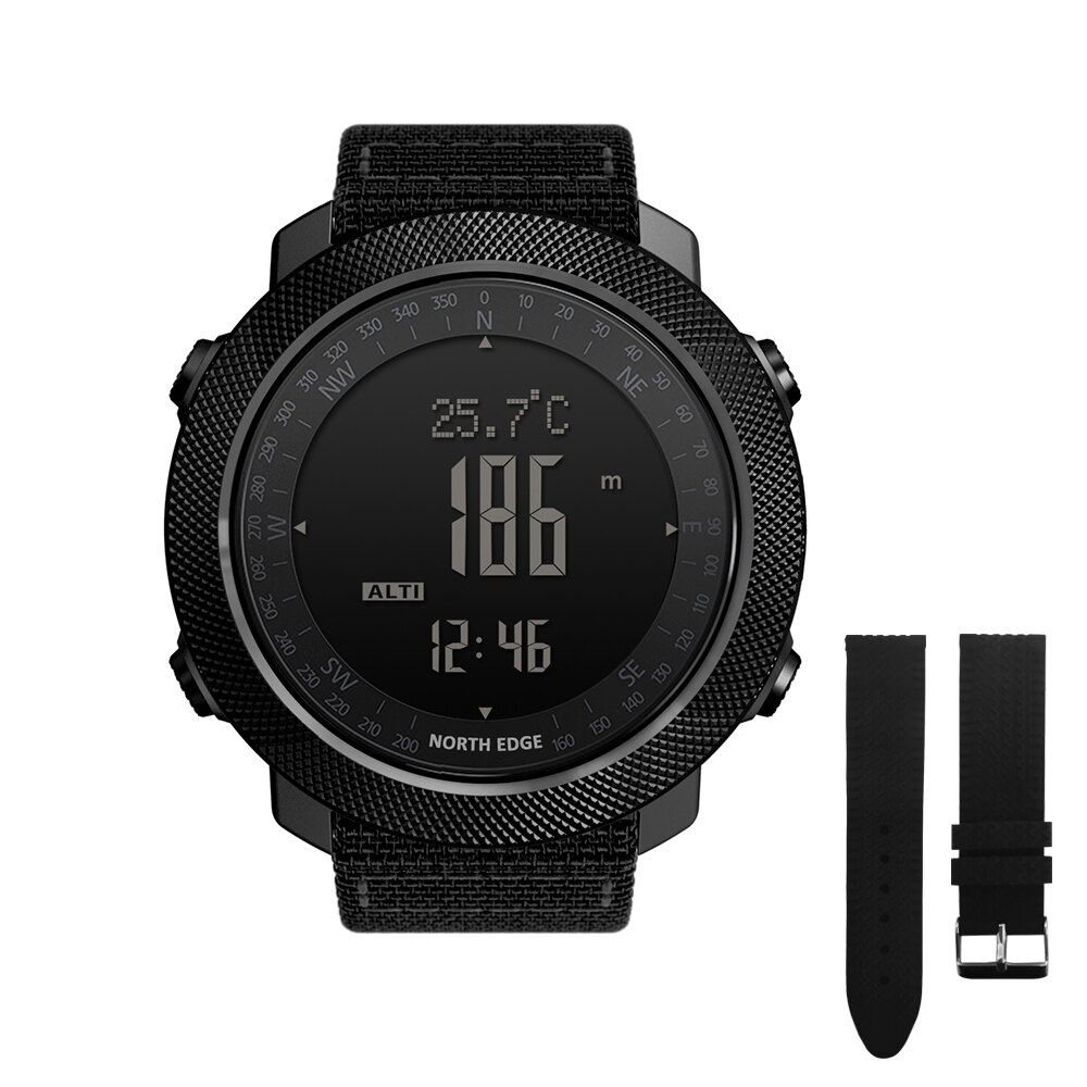 Noord Rand Mannen Sport Horloges Hoogtemeter Barometer Kompas Thermometer Stappenteller Wereldtijd Horloges Digitale Running Wandelen Horloges: APACHE Black-Rubber