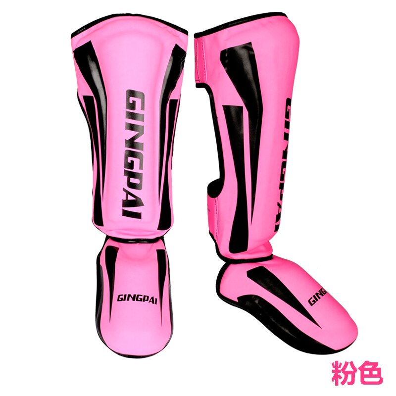 Unge/voksne børn mma boksning skinnebensbeskyttere vrist kickboksning ankelstøtteudstyr karatebeskyttere sanda muay thai leggings deo: Jp pink / L