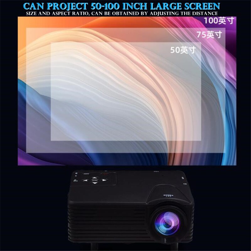 H80 LED Mini Projector 320x240PPI Support 1080P HD HDMI-Compatible USB Audio Portable Home Theater Media Video Player 50-100inch