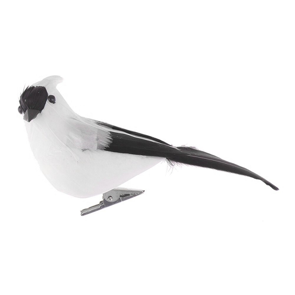 Pluma de espuma creativa para loros artificiales, modelo de aves de imitación para el hogar, al aire libre, decoración de jardín y boda, ornamento para DIY: Blanco