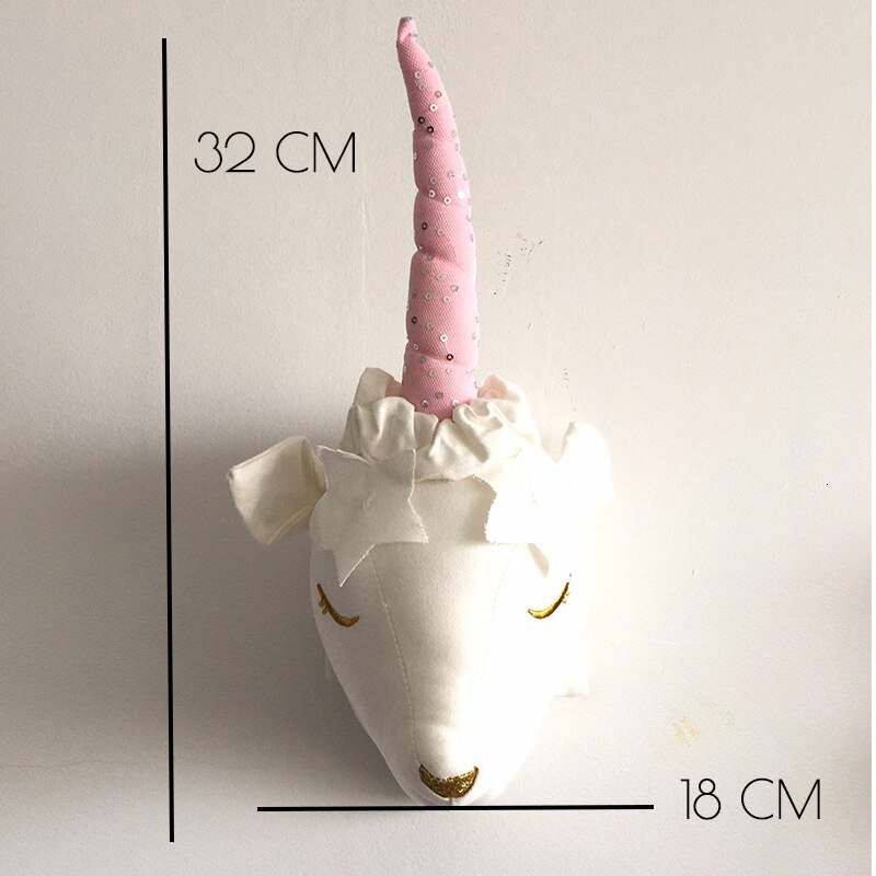 Kids Room Decor Felt Zebra Handmade Felt Animal Heads Elephant Fox Lion Head Wall Hanging Decor For Kids Room Nursery Room Decor: Unicorn cotton