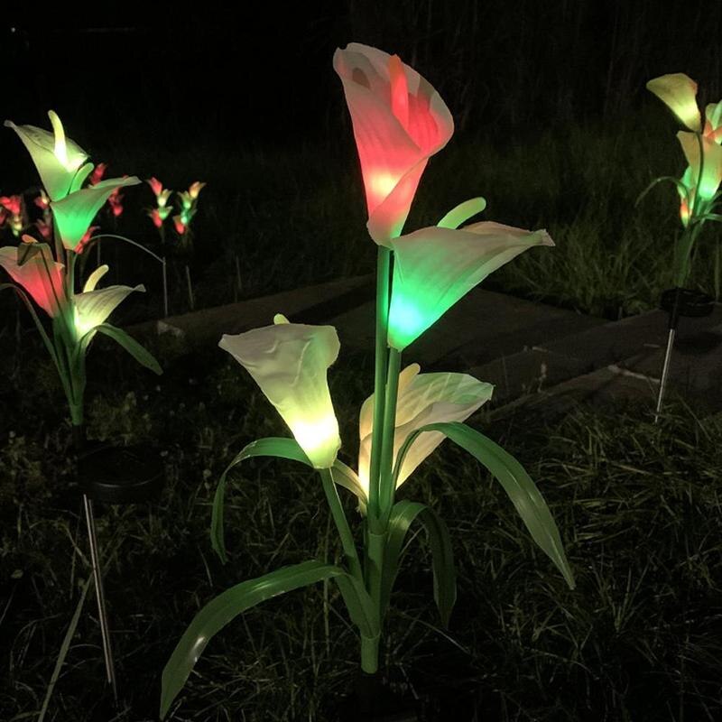 Solar Lily Flower Light Stake Solar Garden Lily Light Solar Flowers Light Decorative 1 with Backyard Flowers M3Q4