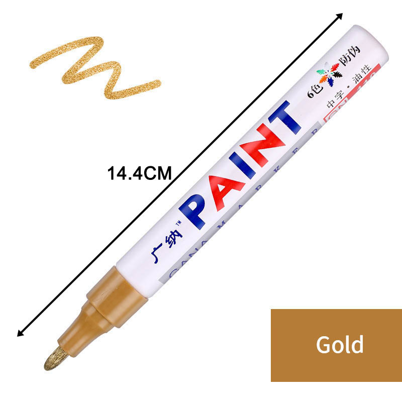 1Pcs Colorful Waterproof Oily Paint Marker Pen Car Tyre Multipurpose Metal Package School Supplies Stationery 12 Colors: gold