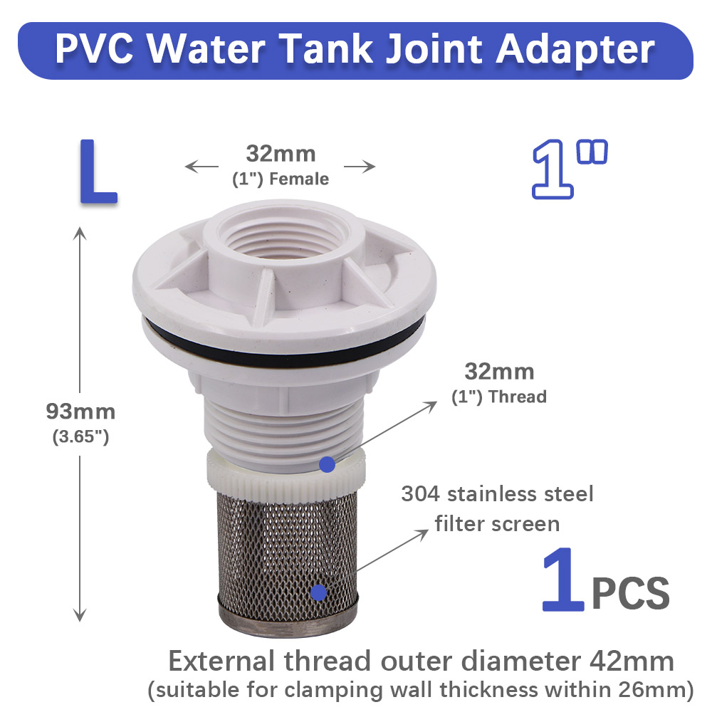 1/2" 3/4" 1" Water Tank Joint 304 Stainless Steel Filter Female Thread Seal Washer Garden Irrigation Aquarium Fish Tank Adapter: Orange