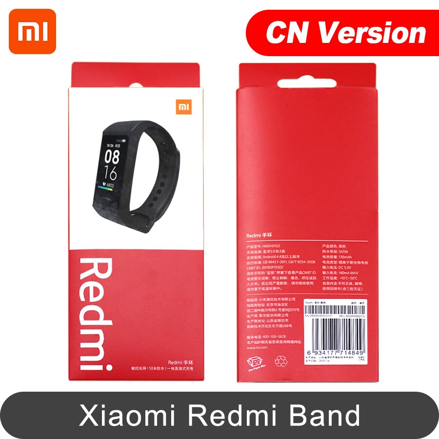 Xiaomi Redmi Band Smart Heart Rate Sport Monitor Bluetooth 5.0 Waterproof Bracelet Touch Large Color Screen Wristband: CN Version