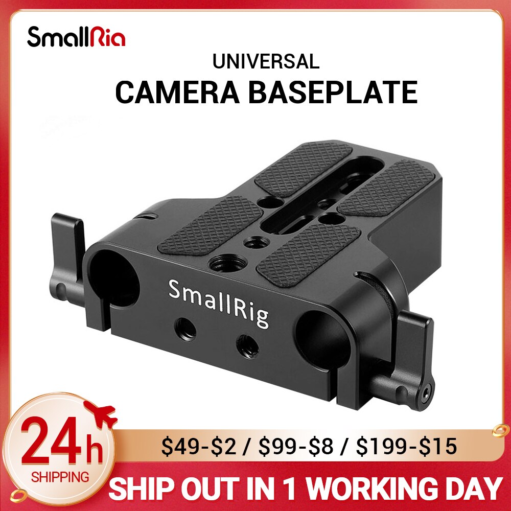 SmallRig Universal Dslr Camera Base Plate with 15mm Rod Rail Clamp for Sony A6500/A6600/Panasonic GH5/Sony A7 Camera Cage 1674