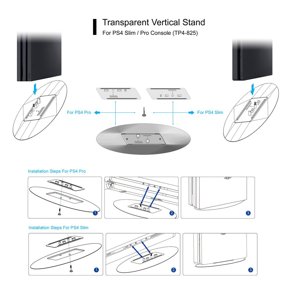 Transparrent-Grijs Ruimtebesparend Super Steady Bouw Veilige Verticale Stand Mount Voor PS4 Slim/Pro Console