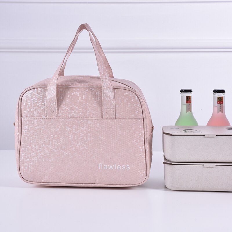 Bolsa aislante de polietileno portátil para picnic, bolso de viaje para el almuerzo, para estudiantes: Rosa / 5L