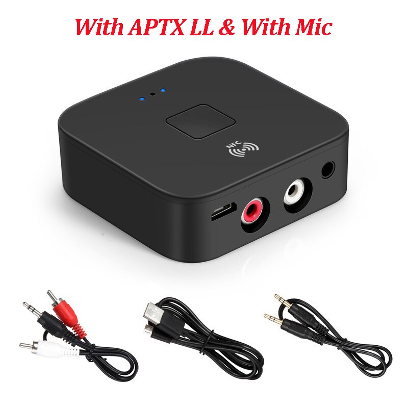 Bluetooth rca-mottagare 5.0 aptx ll aac 3.5mm 3.5 jack aux trådlös ljudadapter stereomusik för tv bilhögtalare med mikrofon nfc: Default Title