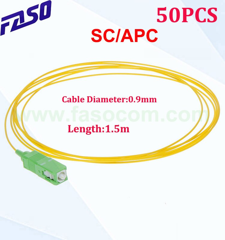 ]FASO 50Pcs Fiber Optic Pigtail SC/APC SX Core 9/125 0.9mm SM G657A2 Fiber Pigtail LSZH Yellow Jacket 1.5m