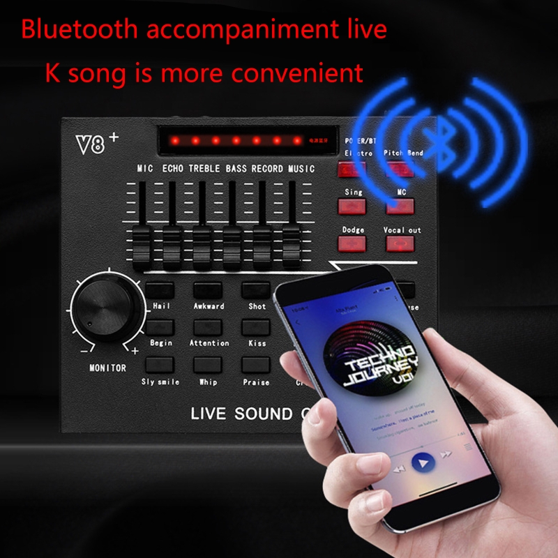 H052 Smart Noise cancelling scheda Audio esterna USB Mic cellulare ingresso Computer Mixer scheda Audio 12 tipi di tono reverbero