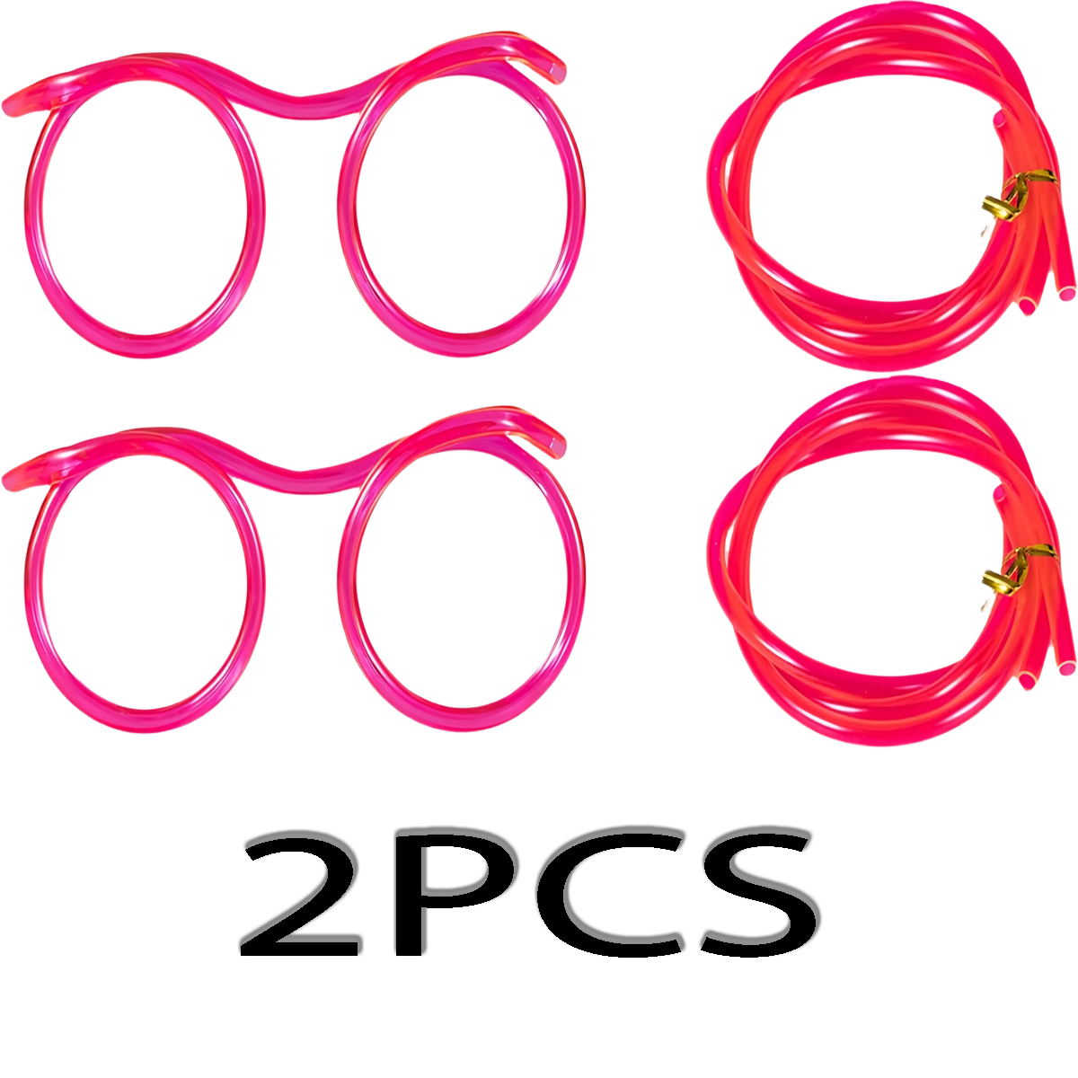 2-8PCS Straw Glasses, Reusable Fun Loop Drinking Straw Eye Glasses, Novelty Eyeglasses Straw for Party Annual Meeting Parties: Pink