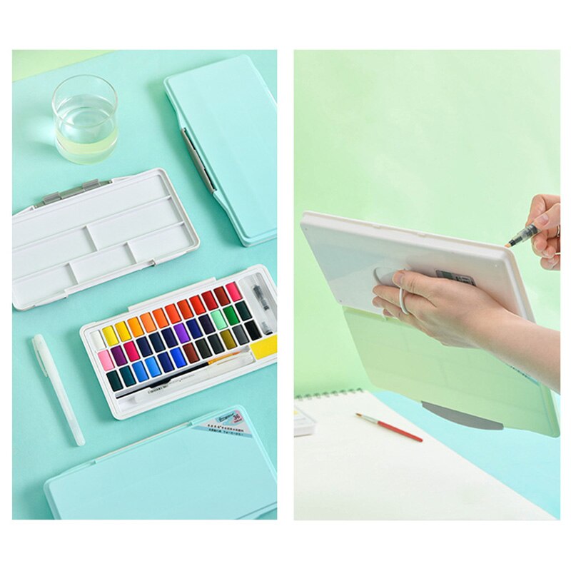 Giorgione Solid Watercolor Pigments Set 24/36/48 Colors Student Portable With Water Brush Hook Pens School Painting Art Supplies