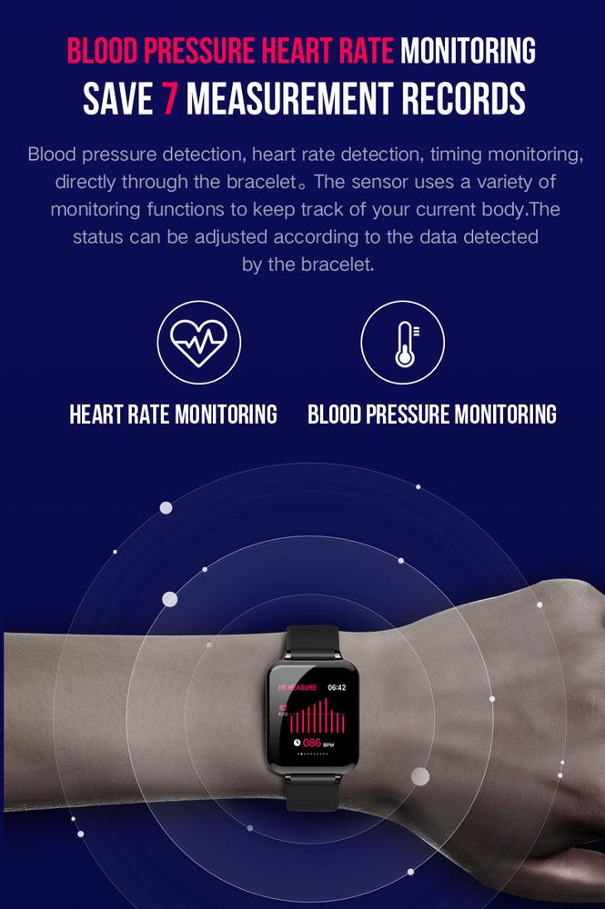 B57 schermo a colori braccialetto fitness inseguitore attività frequenza cardiaca tenere sotto controllo pressione sanguigna promemoria orologio orologio compatibile Bluetooth