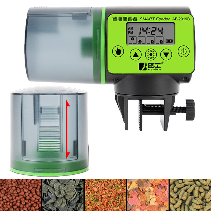 Cool automatisk fiskefoderautomat digital akvarium akvarium elektrisk plastik timer foderautomat madfodringsautomat værktøj fiskefoder