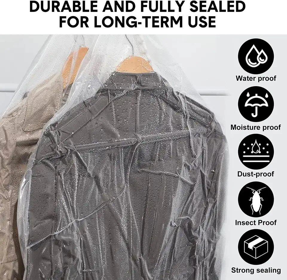 Ophangen Vacuüm Ruimtebesparende Tassen Kast Organizer Opbergzakken, Vacuüm Seal Doorzichtige Tassen Voor Kleding, Pakken, Jurk Of Jacke