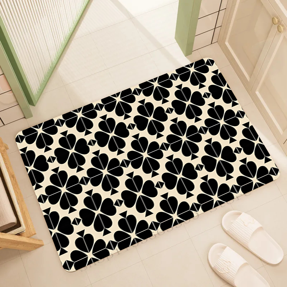 Alfombrilla con patrón de pala Kate para el hogar, felpudos absorbentes, antideslizantes, suministros de decoración del hogar: 45x70cm / Negro