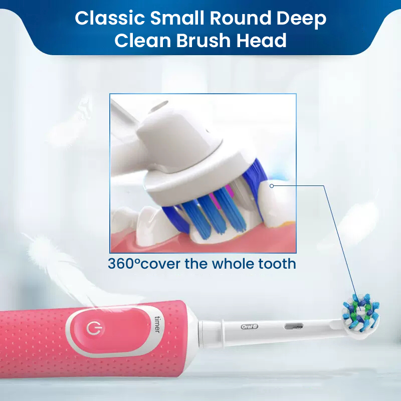 Oral B D100 elektrische Zahnbürste, kleiner runder Bürstenkopf mit 4-Bürstenkopf-Timer, Tiefenreinigung, Aufhellung der Zähne, Zahnbürste