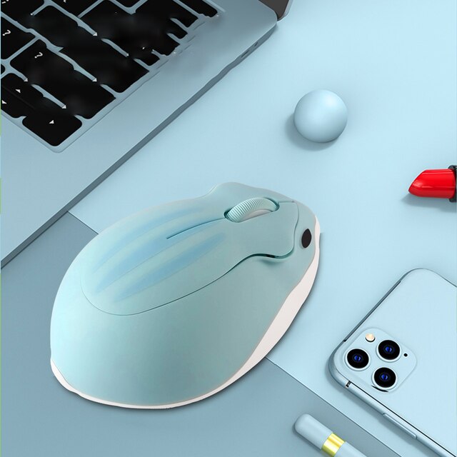 CHYI Mini Mouse Gamer Cartoon USB Wireless Optical Mause Ergonomic 3D Hamster PC Mice with Nut Mouse Pad For laptop: blue