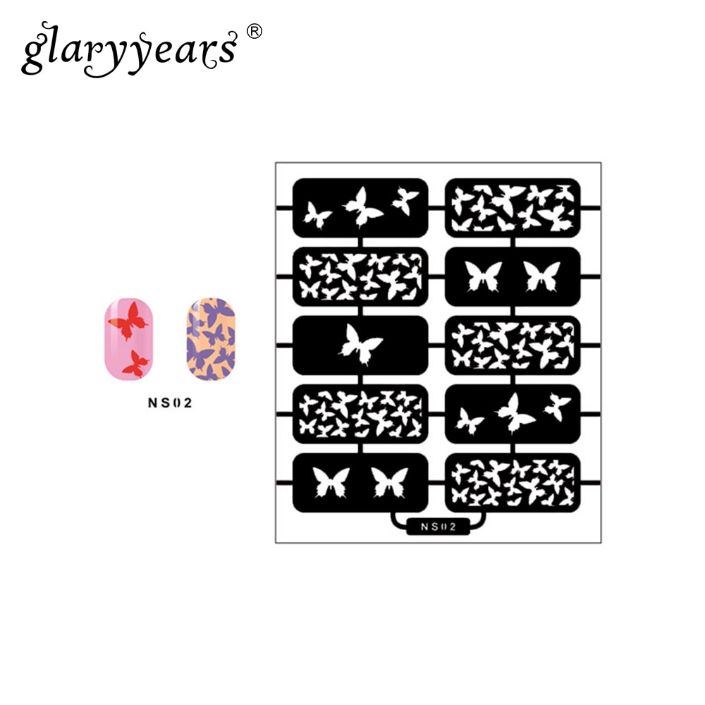 1pc blomma diy airbrush nagelkonst manikyr utskrift stämpel verktyg schabloner för nagellack nagel mall stämplingsplattor  ns02