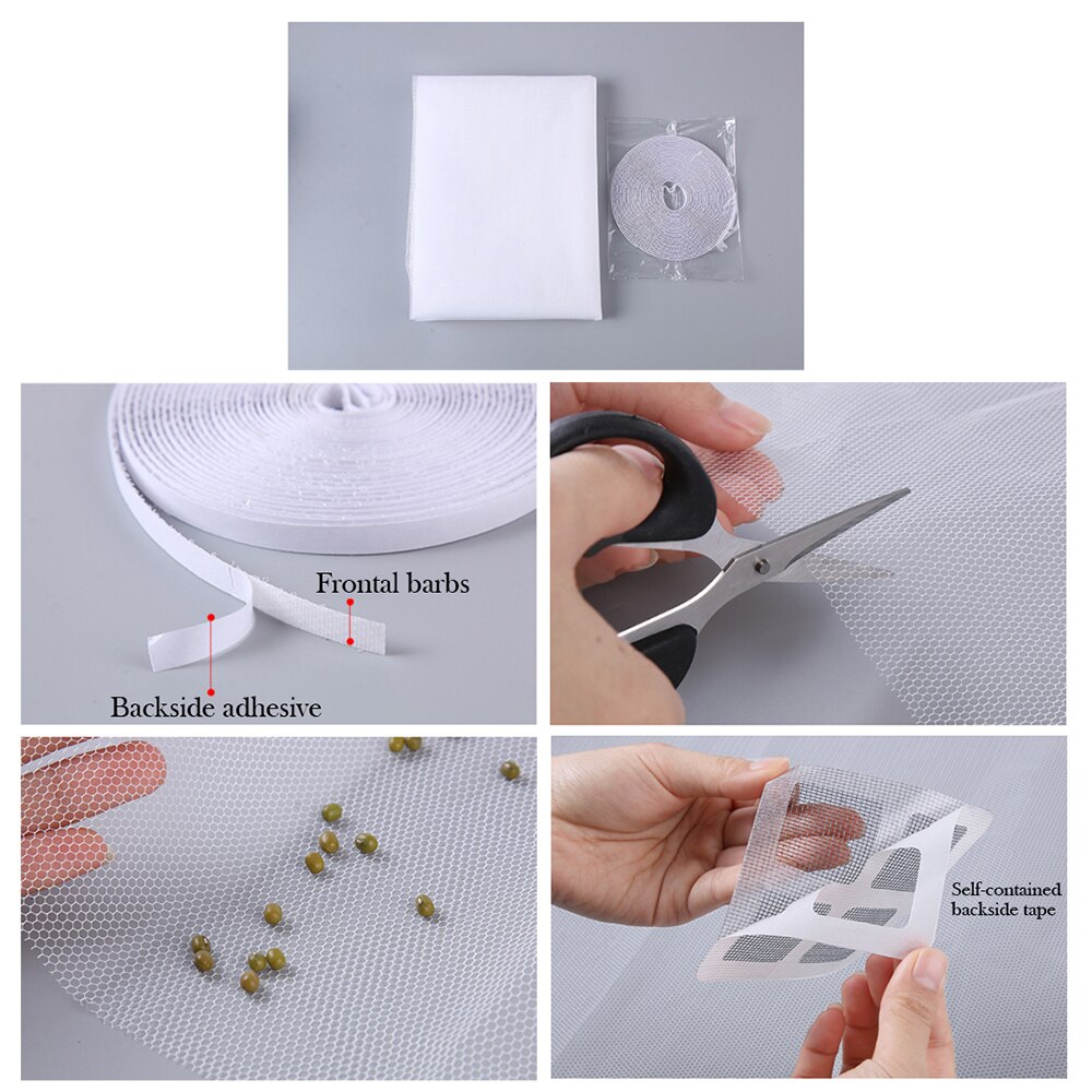 Removable DIY Window Screen Summer Anti-Mosquito Net Washable White Window Screening Simple Invisible Window Screen Net