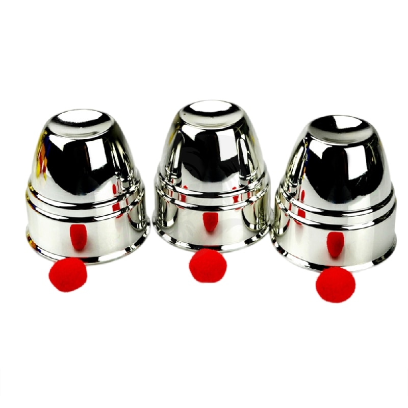 Props Tricks Clown Close-up Tricks Toys Three Beginer Cups Props Balls Easy Red Learn for Super Aluminum