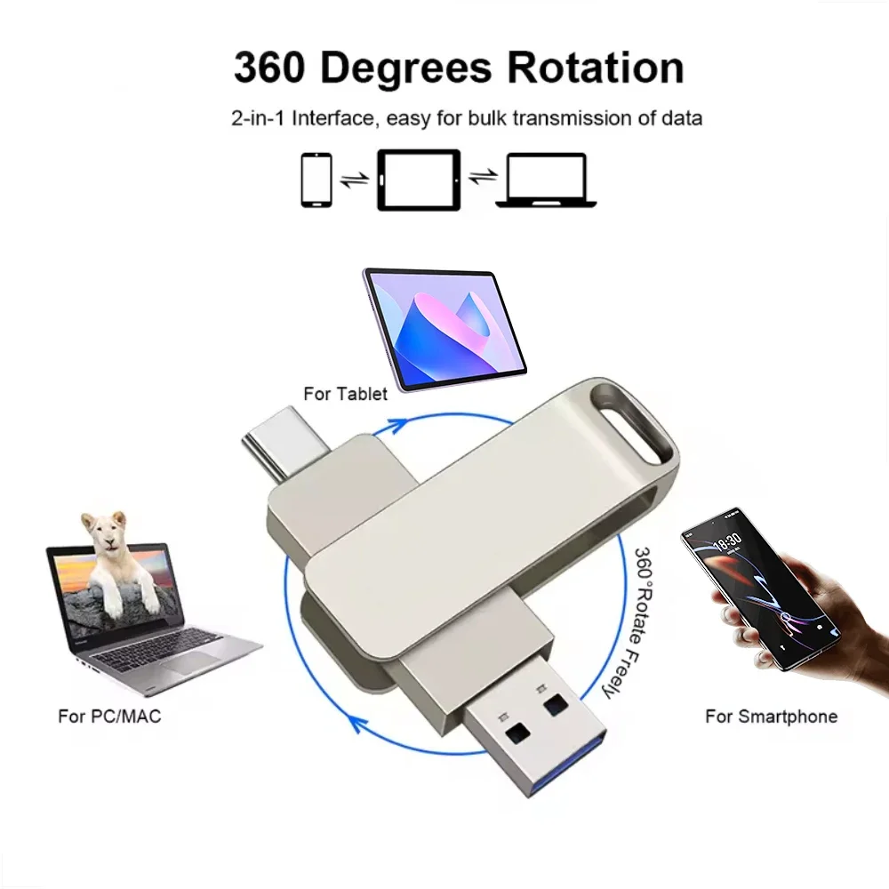 Type-C Usb Flash Drives 3.0 128gb pendrive 64gb флэш-накопител stick Type-c Pen Drive for Phone PC TYPE-C 2 IN 1 Free key Ring