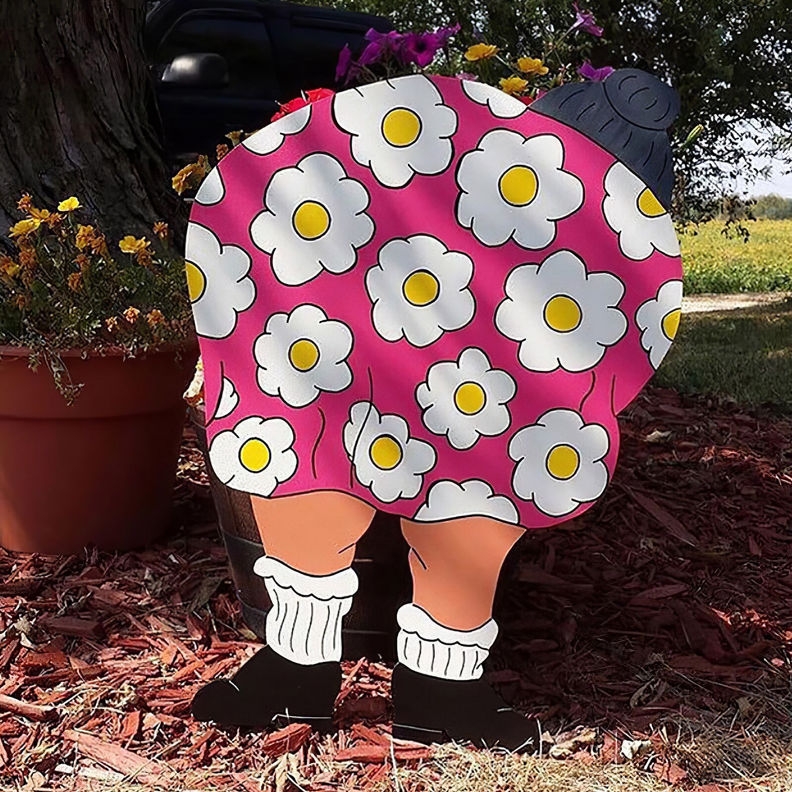 Garden Ornament Lawn Gardener Working Decoration 40x26cm Courtyard Crafts: Pink